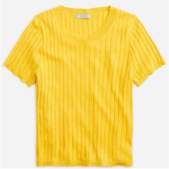 J. Crew Silk-Blend Cropped T-shirt in Yellow Size M - Picture 3 of 10